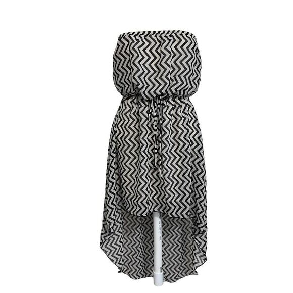 Poetry black and tan chevron high low dress size medium - Picture 1 of 14